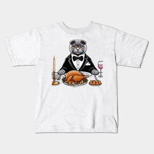 British Shorthair Cat Thanksgiving Kids T-Shirt